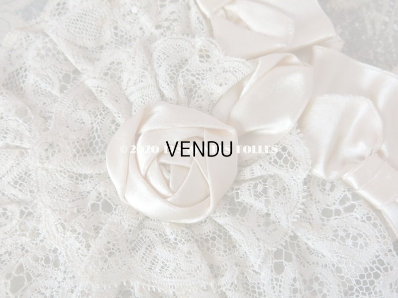 画像3: アンティーク 初聖体のオモニエール グレイッシュピンク 薔薇&レース