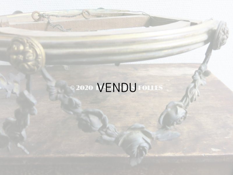 画像12: アンティーク 天蓋キャノピー 薔薇＆リボンのガーランド　45×37×27cm