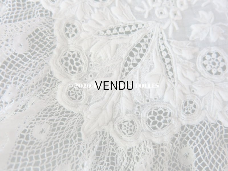 画像11: 19世紀 アンティーク  結婚式のハンカチ 【MA】 ホワイトワーク & 手編みのヴァランシエンヌレース 