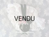 アンティーク ドール用 布花＆リボン付 レースのボネ