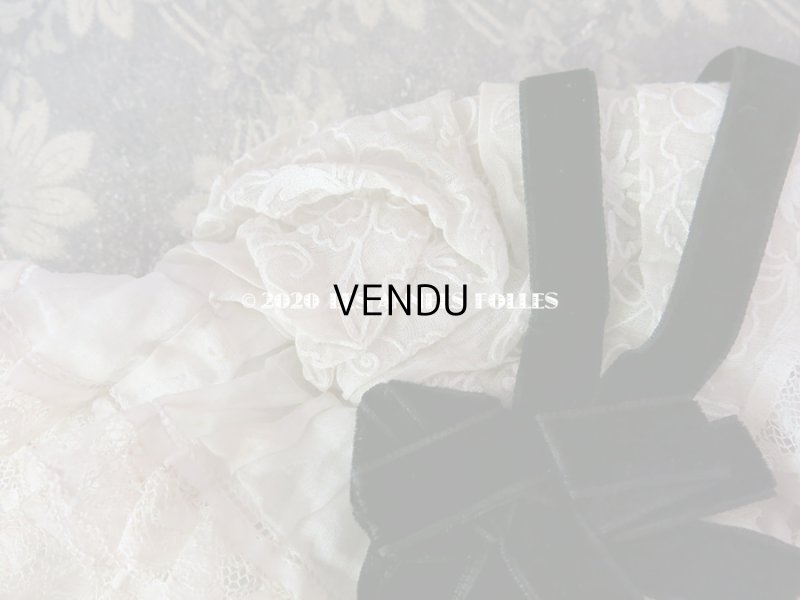 画像10: アンティーク ドール用 布花＆リボン付 レースのボネ