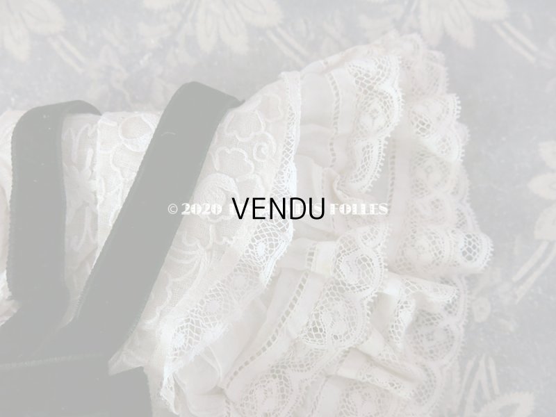 画像11: アンティーク ドール用 布花＆リボン付 レースのボネ