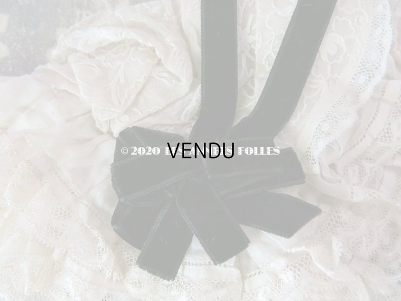 画像8: アンティーク ドール用 布花＆リボン付 レースのボネ