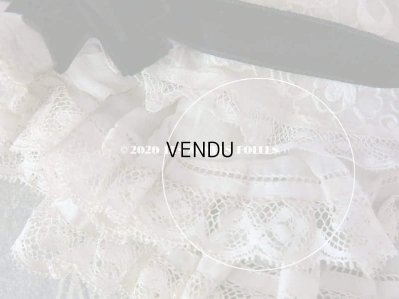 画像16: アンティーク ドール用 布花＆リボン付 レースのボネ