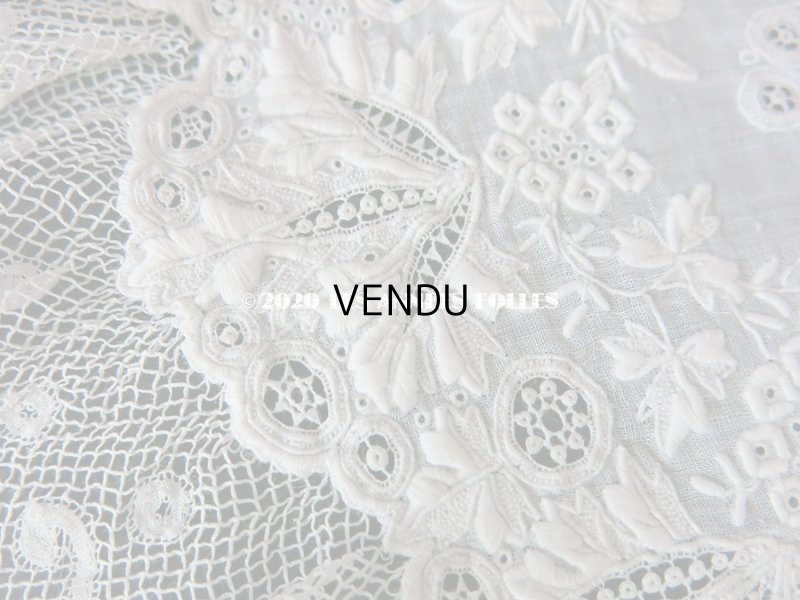 画像13: 19世紀 アンティーク  結婚式のハンカチ 【MA】 ホワイトワーク & 手編みのヴァランシエンヌレース 