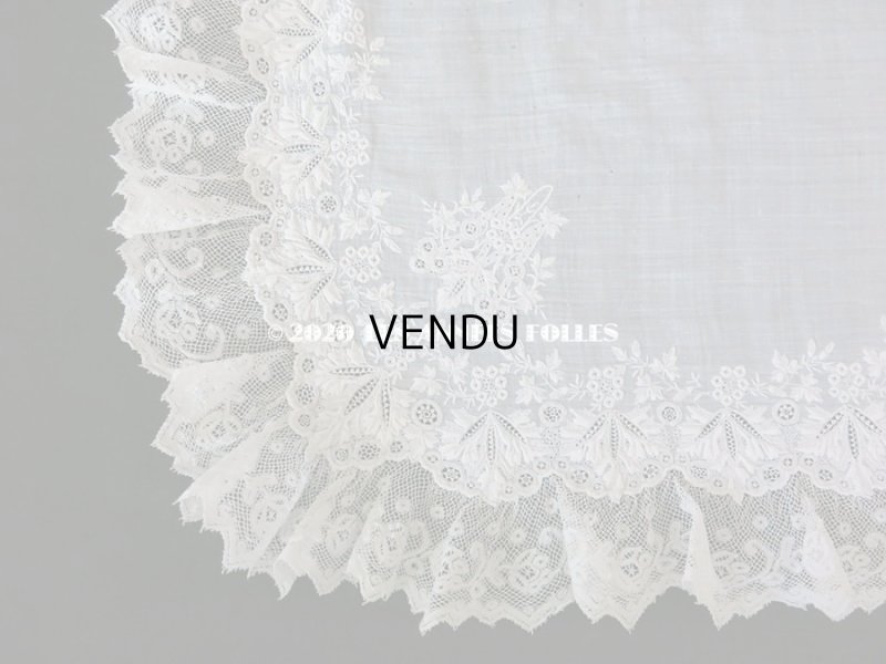 画像7: 19世紀 アンティーク  結婚式のハンカチ 【MA】 ホワイトワーク & 手編みのヴァランシエンヌレース 