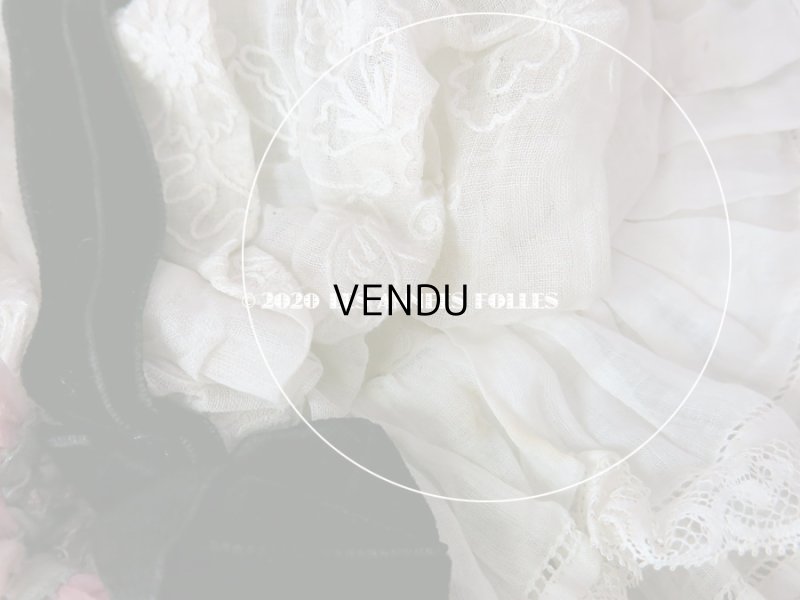 画像14: アンティーク ドール用 布花＆リボン付 レースのボネ