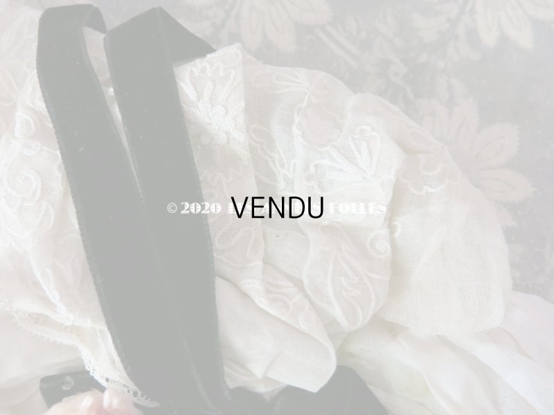 画像5: アンティーク ドール用 布花＆リボン付 レースのボネ