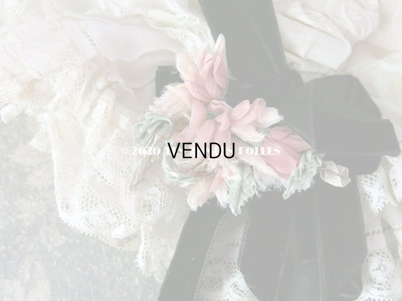 画像3: アンティーク ドール用 布花＆リボン付 レースのボネ