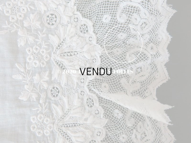 画像14: 19世紀 アンティーク  結婚式のハンカチ 【MA】 ホワイトワーク & 手編みのヴァランシエンヌレース 
