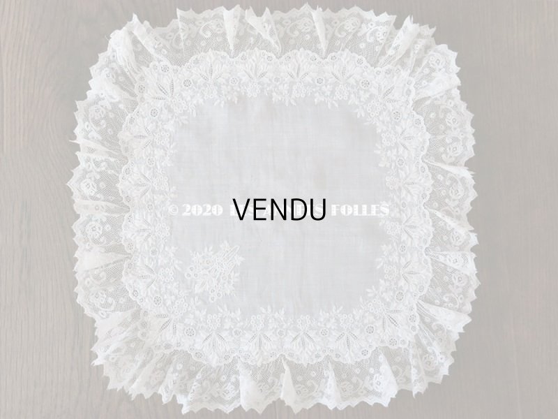 画像4: 19世紀 アンティーク  結婚式のハンカチ 【MA】 ホワイトワーク & 手編みのヴァランシエンヌレース 