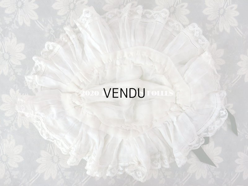 画像12: アンティーク ドール用 布花＆リボン付 レースのボネ