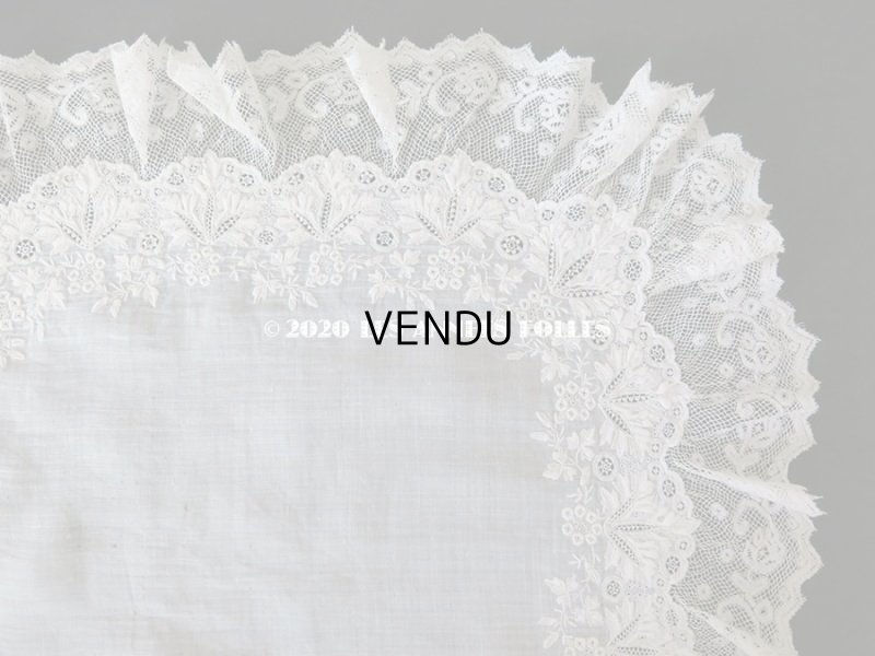 画像6: 19世紀 アンティーク  結婚式のハンカチ 【MA】 ホワイトワーク & 手編みのヴァランシエンヌレース 