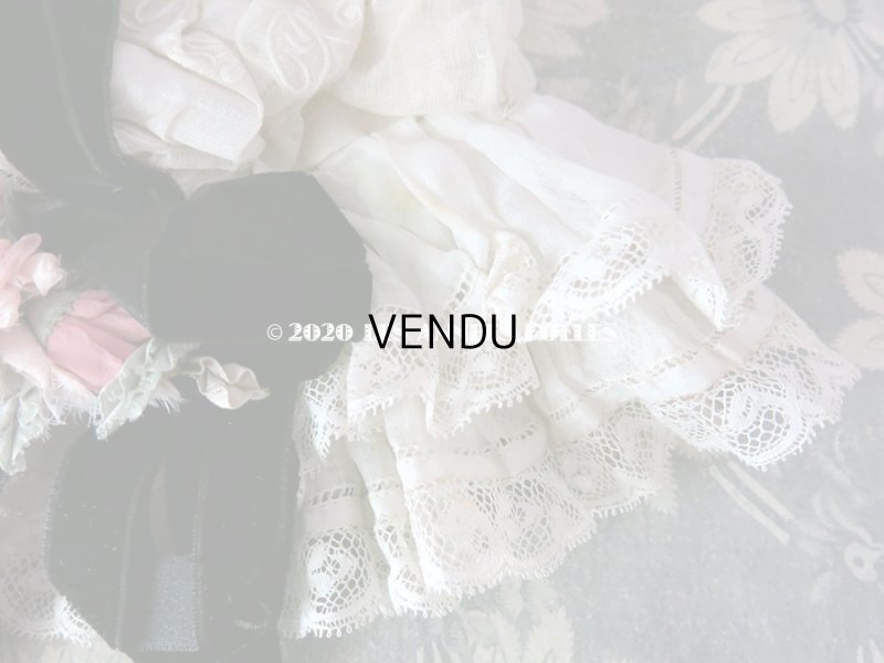 画像4: アンティーク ドール用 布花＆リボン付 レースのボネ