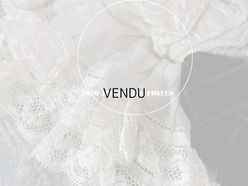 画像15: アンティーク ドール用 布花＆リボン付 レースのボネ