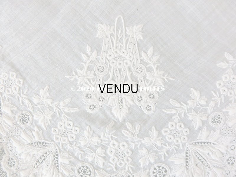 画像3: 19世紀 アンティーク  結婚式のハンカチ 【MA】 ホワイトワーク & 手編みのヴァランシエンヌレース 