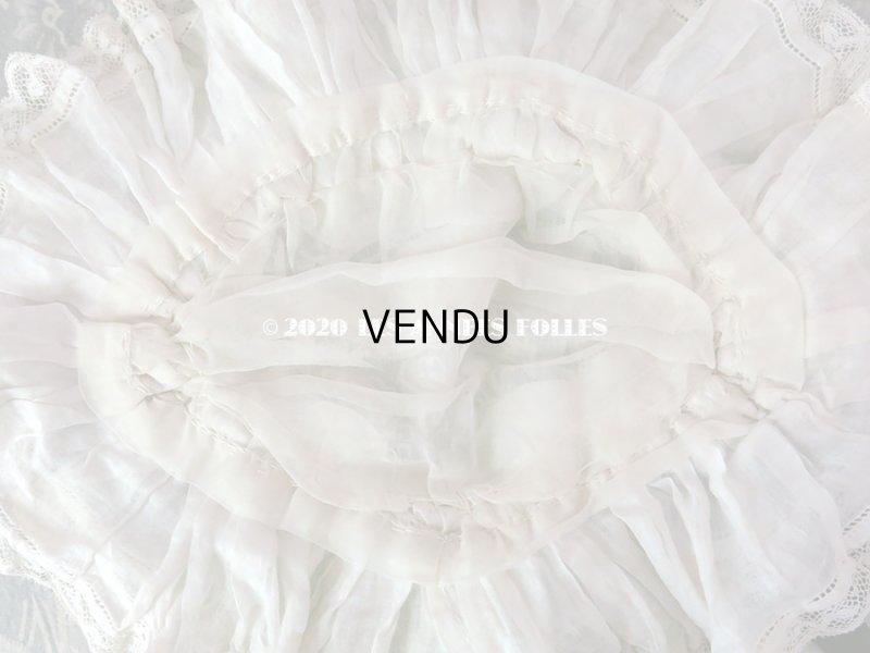 画像13: アンティーク ドール用 布花＆リボン付 レースのボネ