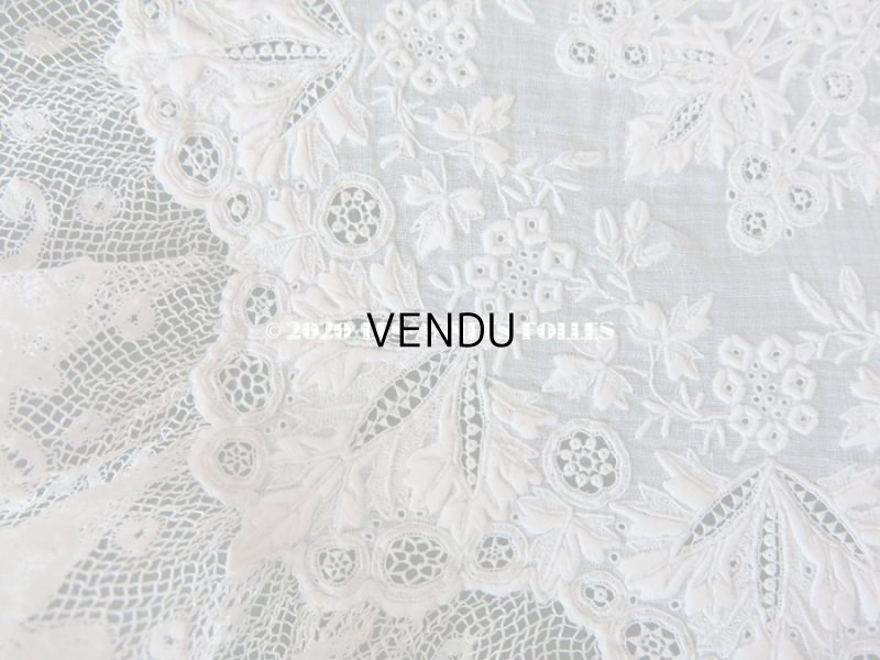 画像10: 19世紀 アンティーク  結婚式のハンカチ 【MA】 ホワイトワーク & 手編みのヴァランシエンヌレース 