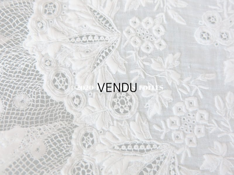 画像12: 19世紀 アンティーク  結婚式のハンカチ 【MA】 ホワイトワーク & 手編みのヴァランシエンヌレース 