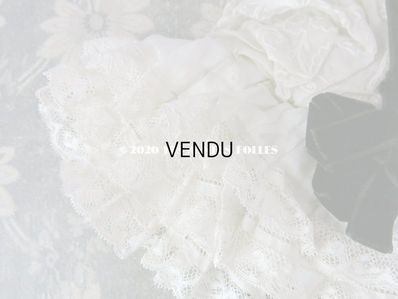 画像9: アンティーク ドール用 布花＆リボン付 レースのボネ