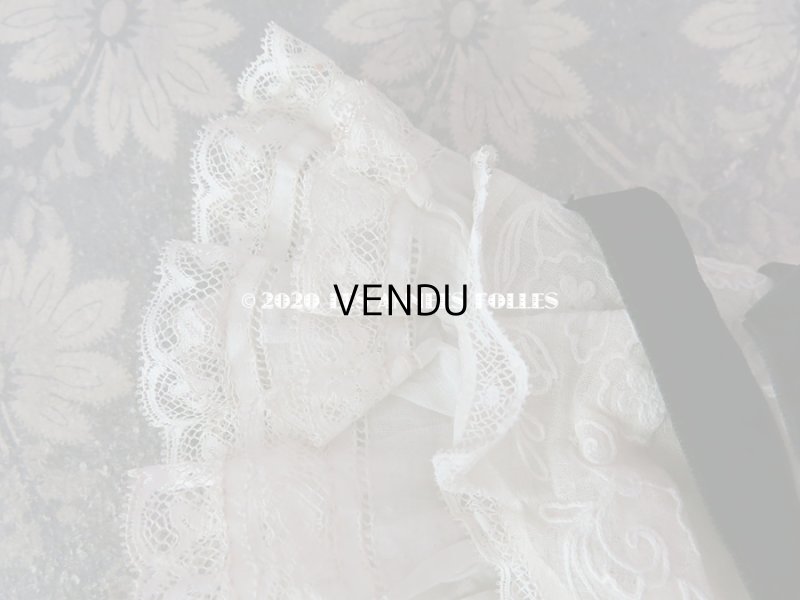 画像7: アンティーク ドール用 布花＆リボン付 レースのボネ