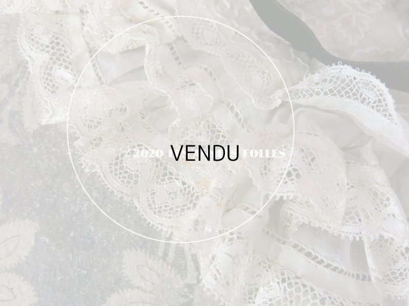 画像17: アンティーク ドール用 布花＆リボン付 レースのボネ