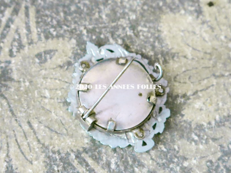 画像6: アンティーク 薔薇&リボン ロカイユ装飾 フォトフレームのブローチ