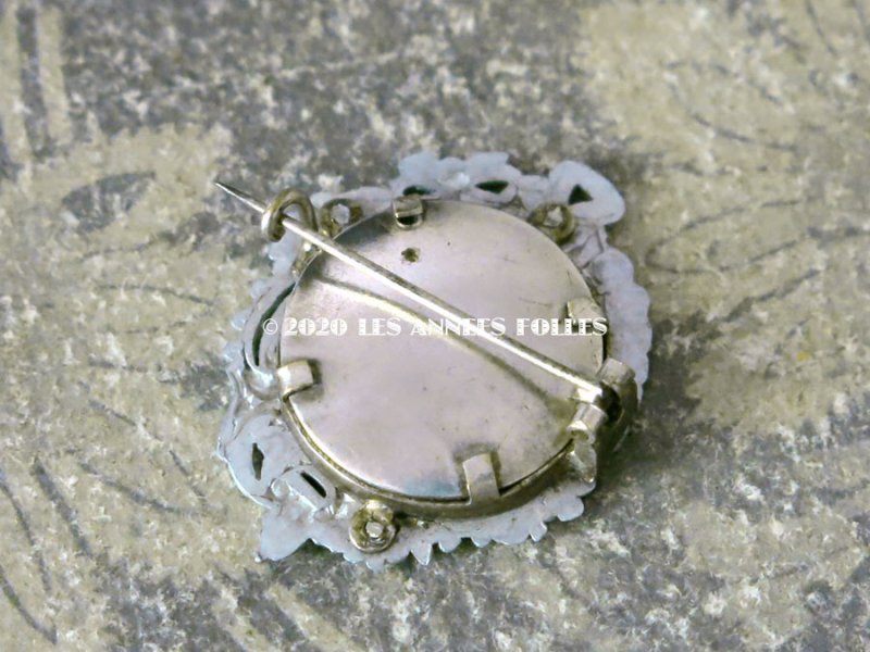 画像5: アンティーク 薔薇&リボン ロカイユ装飾 フォトフレームのブローチ