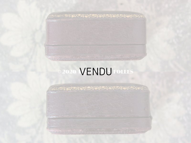 画像6: アンティーク  本革製 金彩入り ジュエリーボックス ブラウン