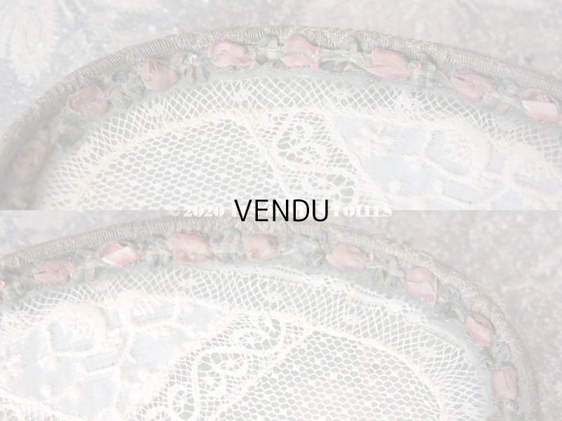 画像6: 1900年代 アンティーク 小さなトレイ　オールドローズ色 薔薇のロココトリム＆レースの装飾 小物入れ