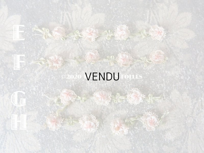 画像6: 1900年代 アンティーク パウダーピンクのロココトリム レース付き ロココリボン 