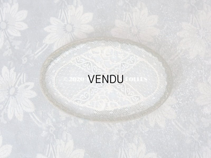 画像5: 1900年代 アンティーク 小さなトレイ　オールドローズ色 薔薇のロココトリム＆レースの装飾 小物入れ