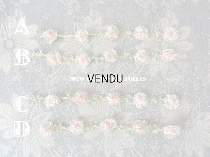 画像4: 1900年代 アンティーク パウダーピンクのロココトリム レース付き ロココリボン 