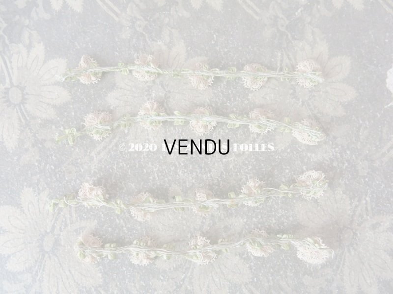 画像5: 1900年代 アンティーク パウダーピンクのロココトリム レース付き ロココリボン 