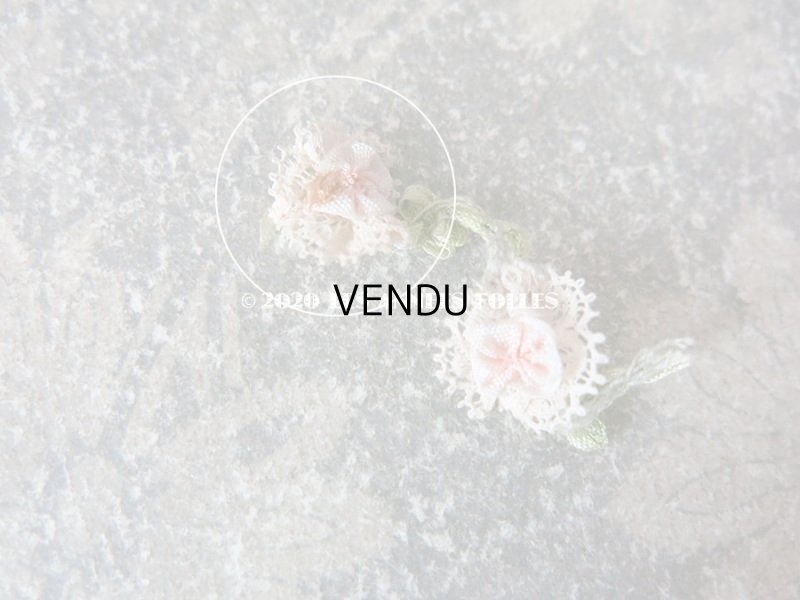 画像8: 1900年代 アンティーク パウダーピンクのロココトリム レース付き ロココリボン 