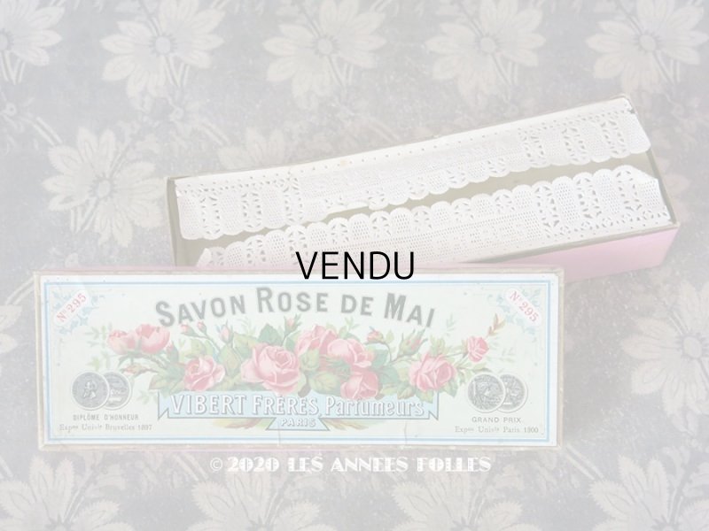 画像1: アンティーク 薔薇のソープボックス レースペーパー付き SAVON ROSE DE MAI - VIBERT FRERES PARIS -