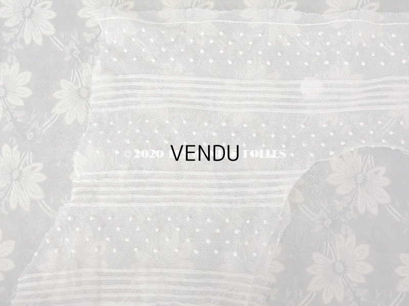 画像5: 1920年代 アンティーク ドット & ストライプ柄　チュールレース L字型 オフホワイト