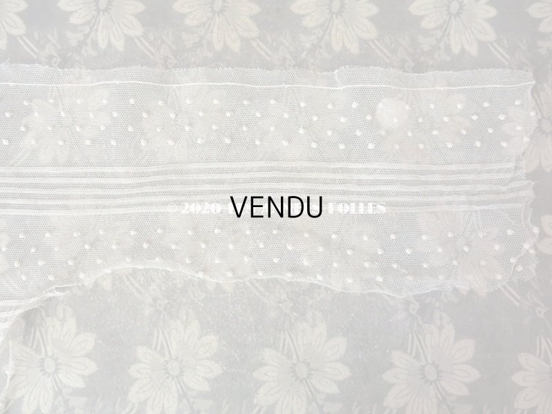 画像6: 1920年代 アンティーク ドット & ストライプ柄　チュールレース L字型 オフホワイト