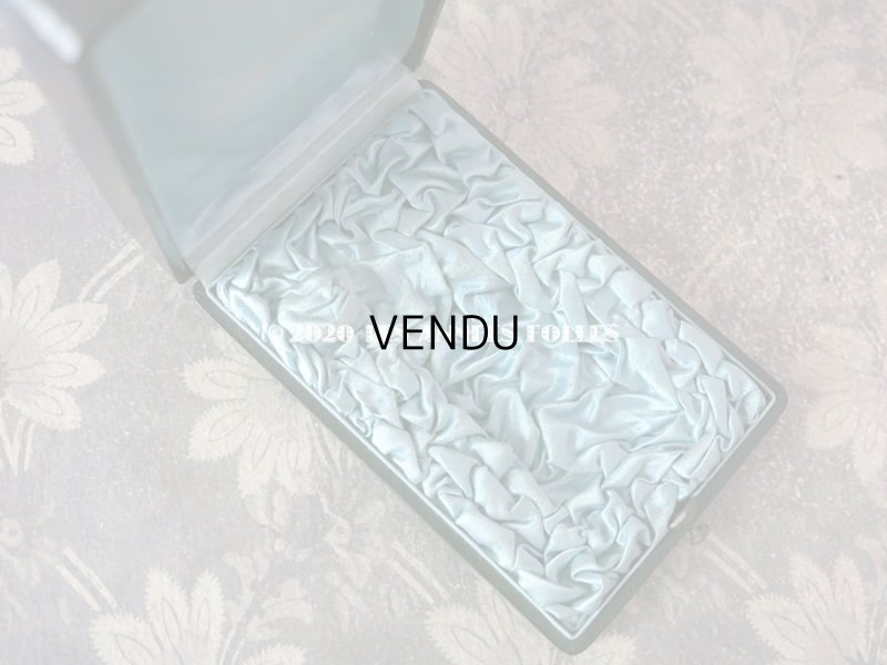 画像3: 19世紀末 アンティーク 本革製 ジュエリーボックス シルクサテン スモーキーブルー