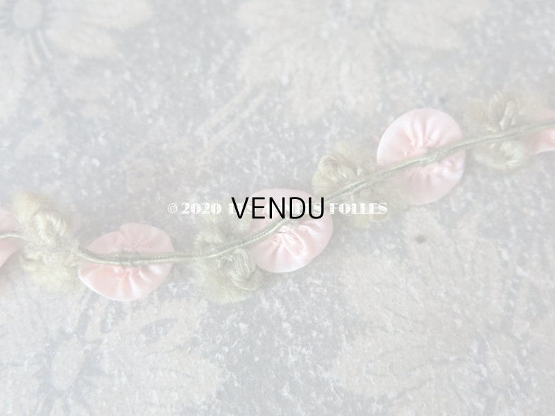 画像4: アンティーク シルク製 大きな薔薇のコトリム ベビーピンク  ロココリボン 55cm