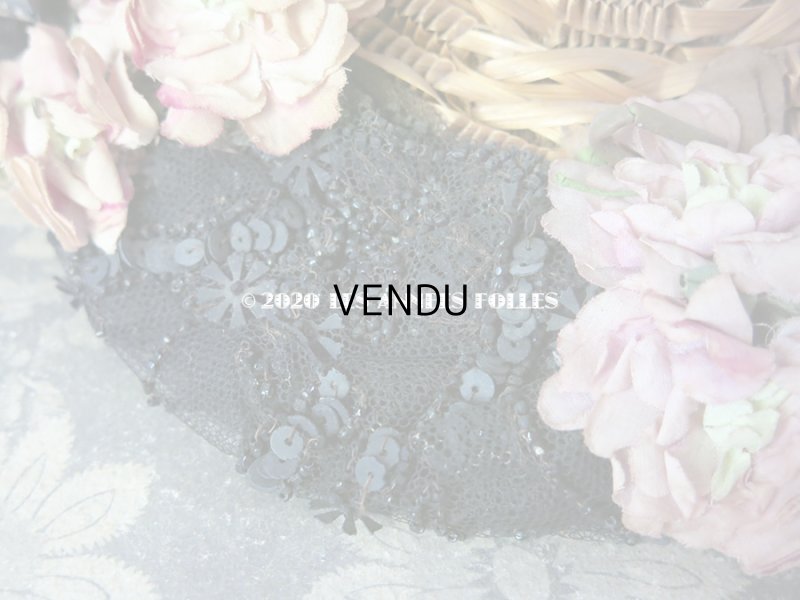 画像5: 19世紀末 アンティーク ドール用 ストローハット 鳥の剥製&布花&ビーズ刺繍付 ドールハット