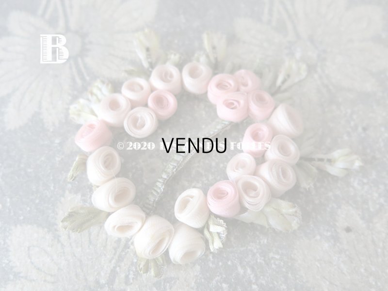 画像8: アンティーク シルク製 シルクシフォンの薔薇 ロココモチーフ 淡いピンクの薔薇のリース