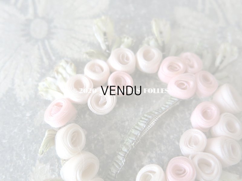 画像9: アンティーク シルク製 シルクシフォンの薔薇 ロココモチーフ 淡いピンクの薔薇のリース