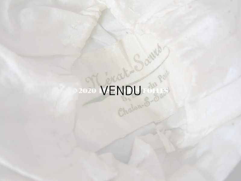 画像11: 19世紀末 アンティーク ドール用 ストローハット 鳥の剥製&布花&ビーズ刺繍付 ドールハット