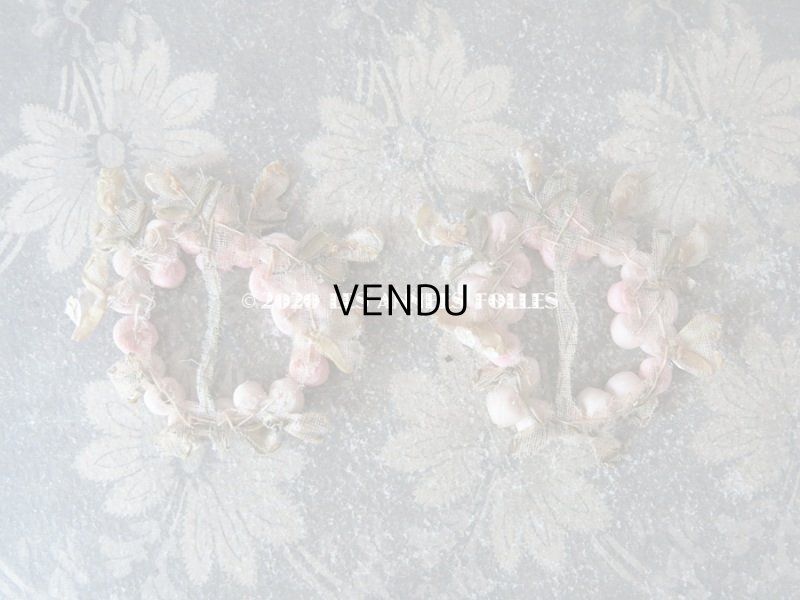 画像3: アンティーク シルク製 シルクシフォンの薔薇 ロココモチーフ 淡いピンクの薔薇のリース