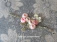 画像1: アンティーク シルク製 シルクシフォンの薔薇 ロココモチーフ 淡いピンク (1)