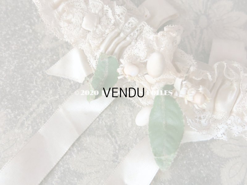 画像6: 1900年代 アンティーク 花嫁の靴下どめ ワックスフラワー ジャルティエ