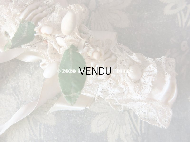 画像5: 1900年代 アンティーク 花嫁の靴下どめ ワックスフラワー ジャルティエ