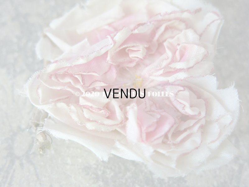 画像3: アンティーク 淡いピンクの薔薇の布花 コサージュ 
