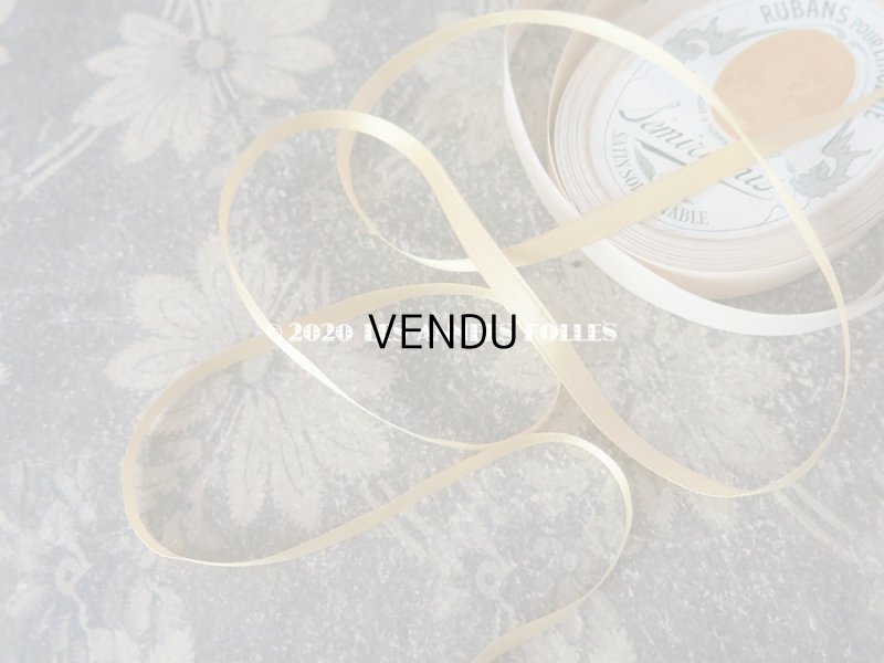 画像6: アンティーク シルク製 サテンリボン 淡い山吹色 7m RUBAN POUR LINGERIE SEMIRAMIS